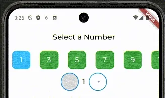 Increment and decrement buttons to adjust selected number